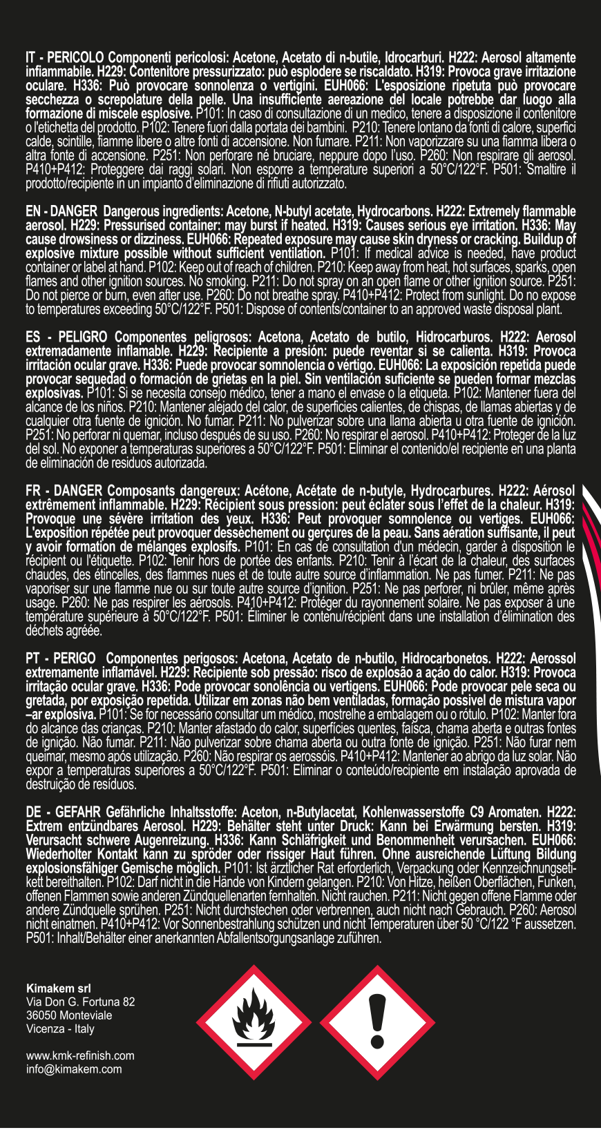 KMK - Tinta spray para carros preto mate